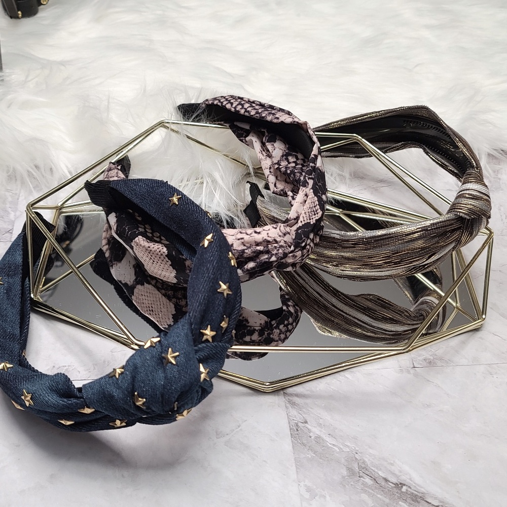 FASHION GOLD STRIPED PRINT FABRIC HEADBAND